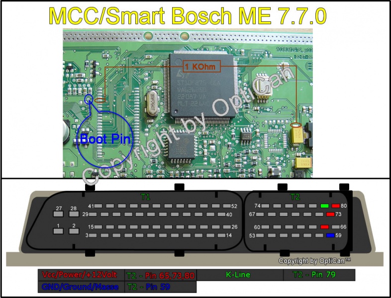 Bosch ME 7.7.0 (MCC - Smart) pinout diagram 1